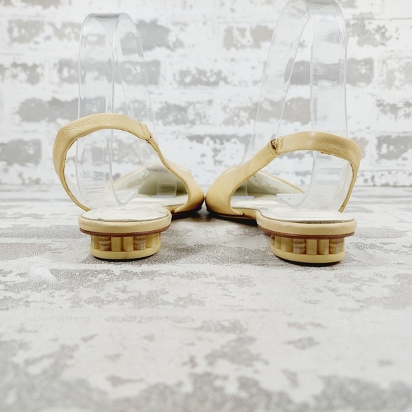 New Franco Sarto Cream Leather Square Toe Slingback Flats W227 - Picture 6 of 14